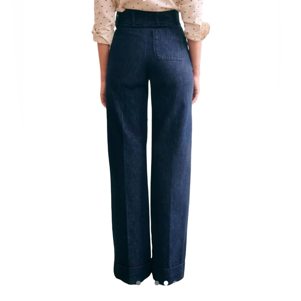 Sezane Dark Blue Wide-Leg Jeans